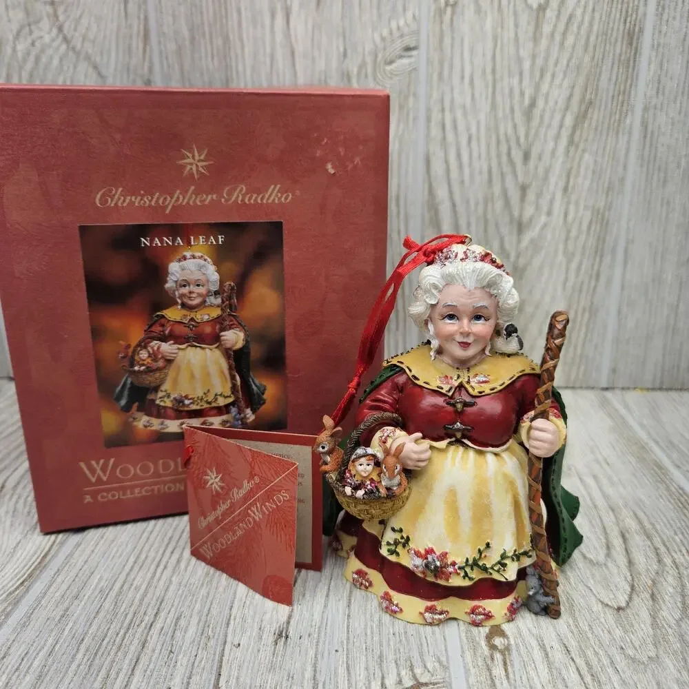 Christopher Radko‎ Woodland Winds Nana Leaf Ornament Figurine Box Tag Christmas